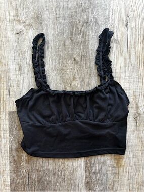 H&M: Black Ruffled Strap Crop Top